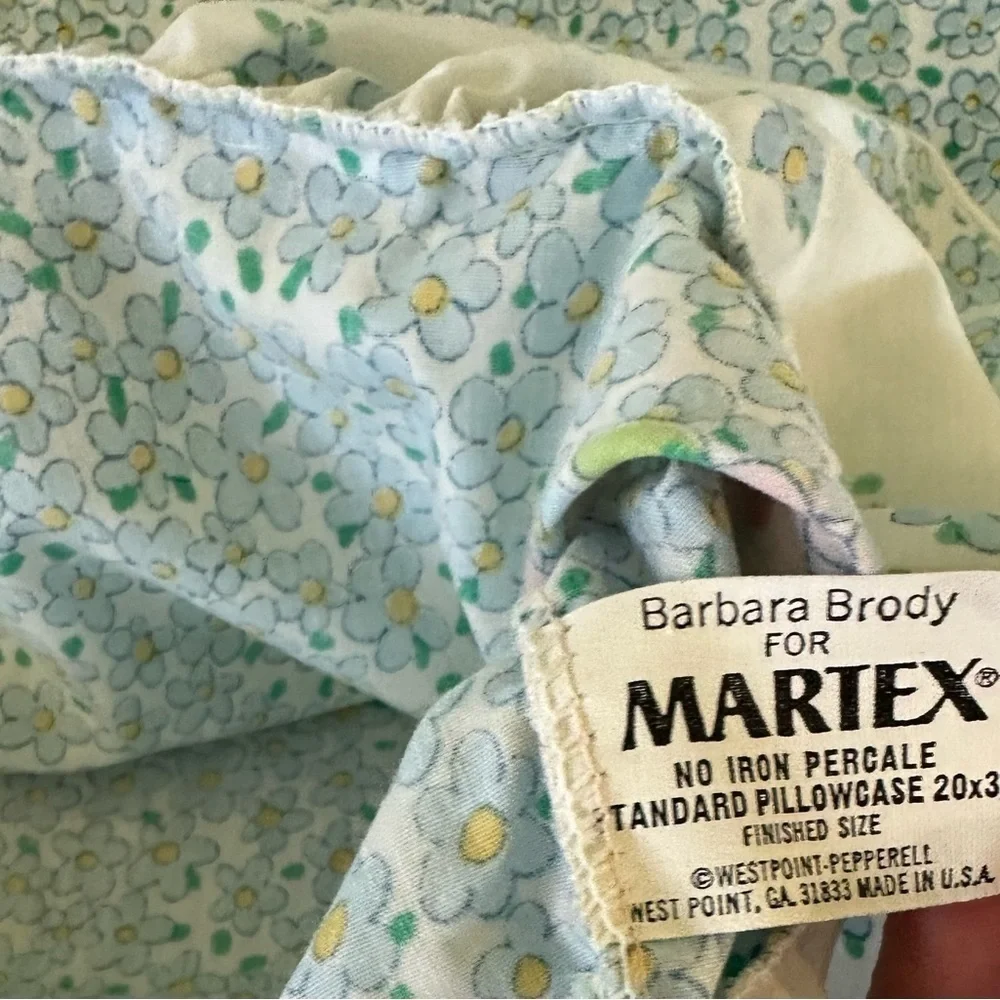 Vintage blue pink floral FULL size bed sheet set